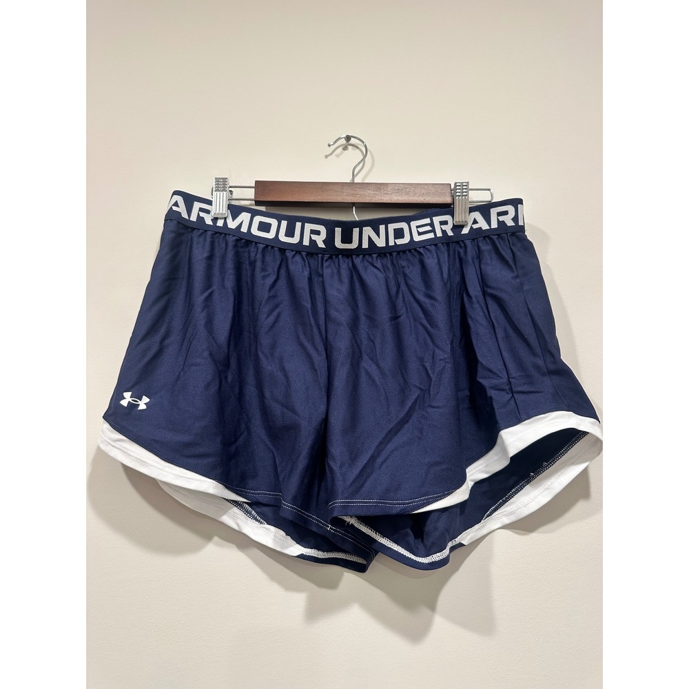 Under Armour Play Up 2.0 Womens Shorts Navy‎ Blue White Athletic Training XL NEW